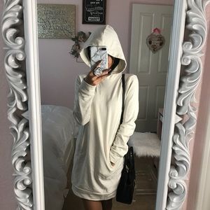 Cream Hoodie Dress